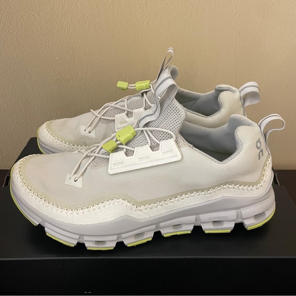 On Running Cloudaway Glacier Ice White and Lime Women's Sneakers